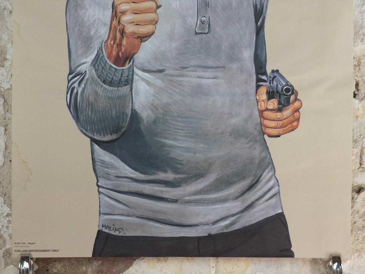 Malik P.J.L. 19 Belgian Police Shooting Target Poster – Original 2011 Law-Enforcement Issue