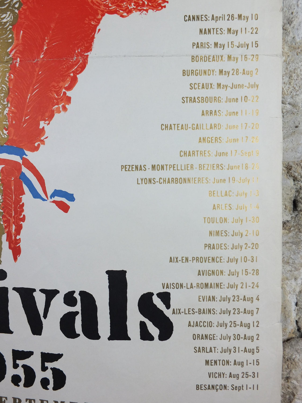 France Festivals 1955 – Original Marcel Jacno French Tourism Mourlot Lithograph