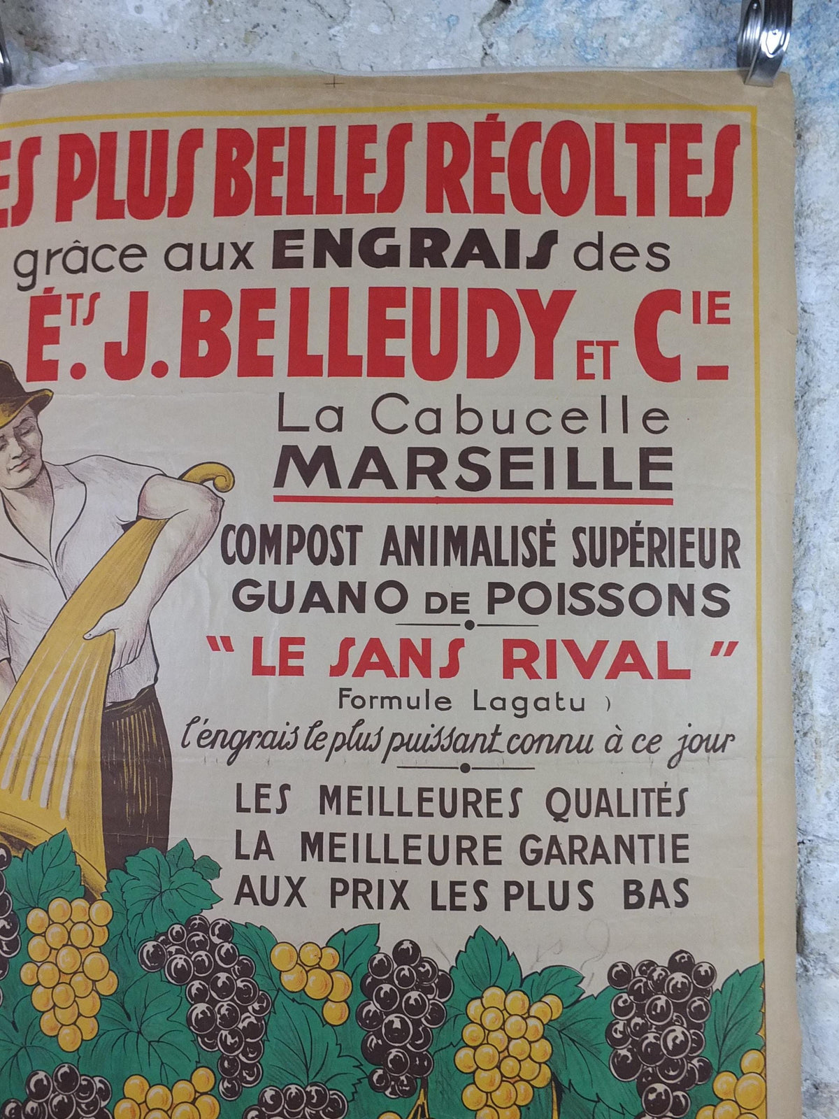 Original 1920s French Grape Harvest Poster – Belleudy Marseille