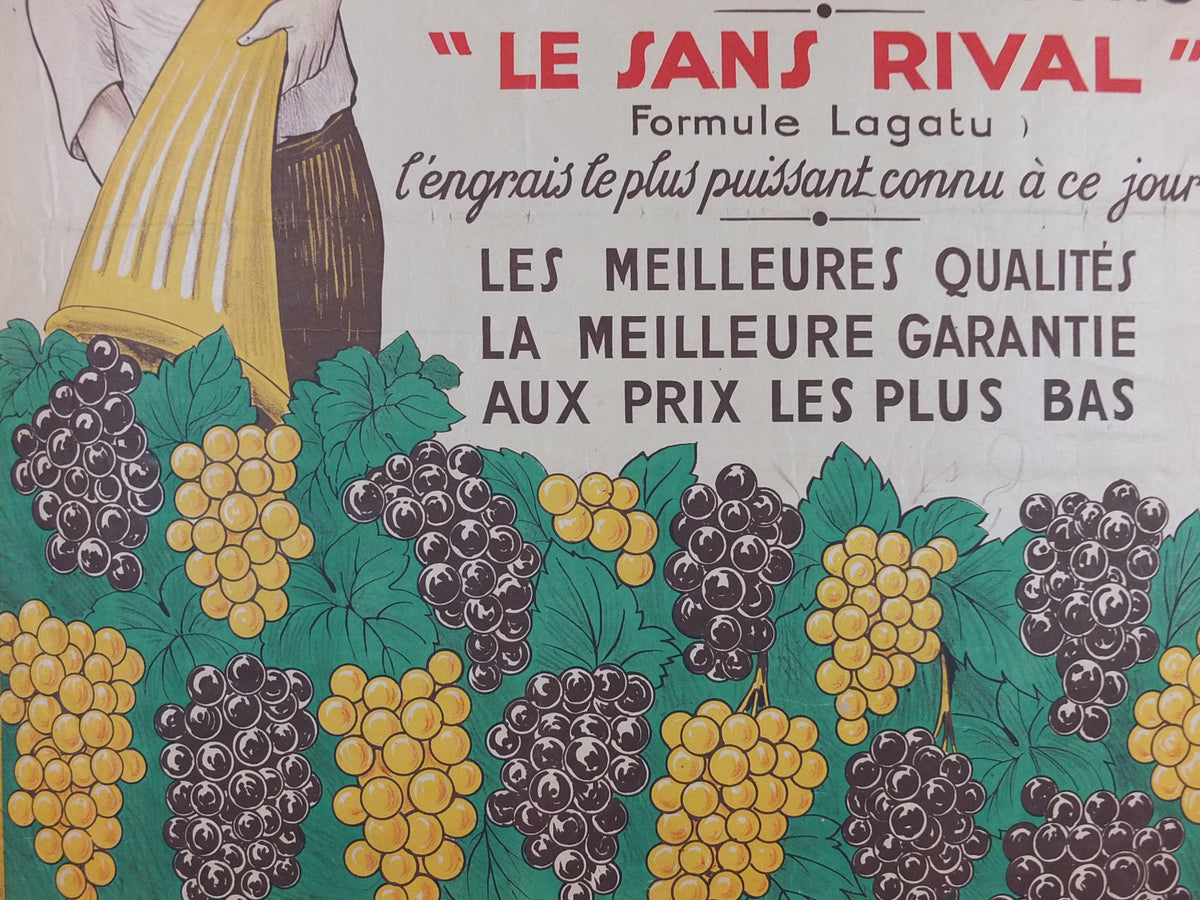 Original 1920s French Grape Harvest Poster – Belleudy Marseille