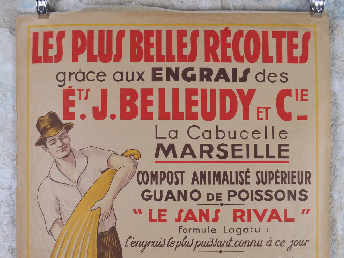 Original 1920s French Grape Harvest Poster – Belleudy Marseille