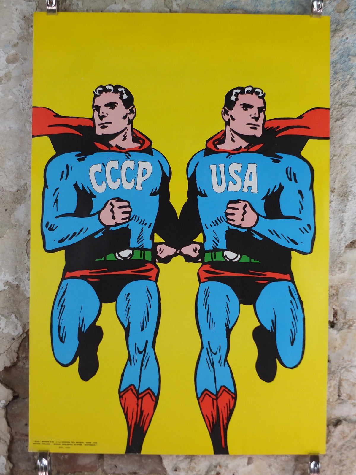 Original 1968 Roman Cieslewicz CCCP USA Superman Poster, Opus International Cold War Pop Art