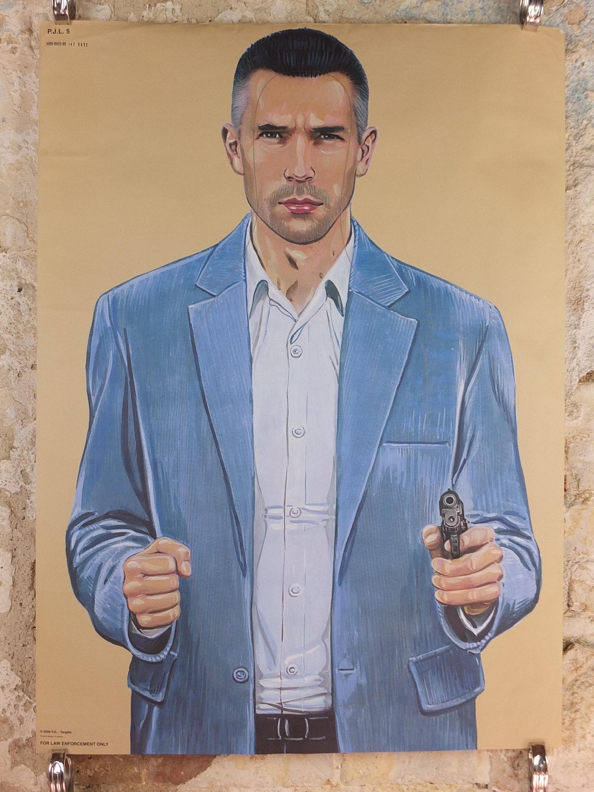 Malik P.J.L. 5 Belgian Police Shooting Target Poster – Original 2009 Law-Enforcement Issue