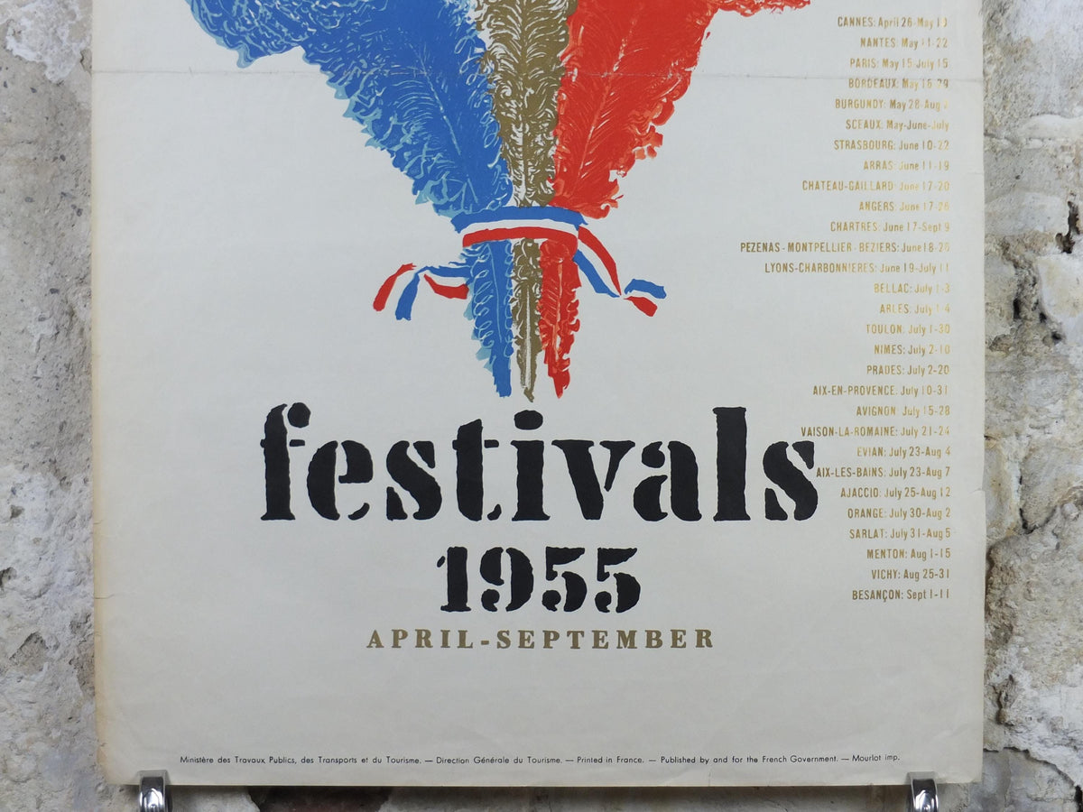 France Festivals 1955 – Original Marcel Jacno French Tourism Mourlot Lithograph