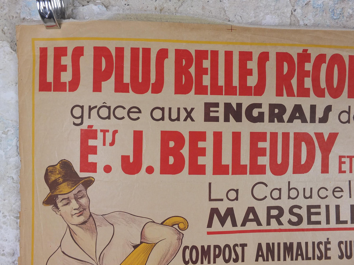 Original 1920s French Grape Harvest Poster – Belleudy Marseille