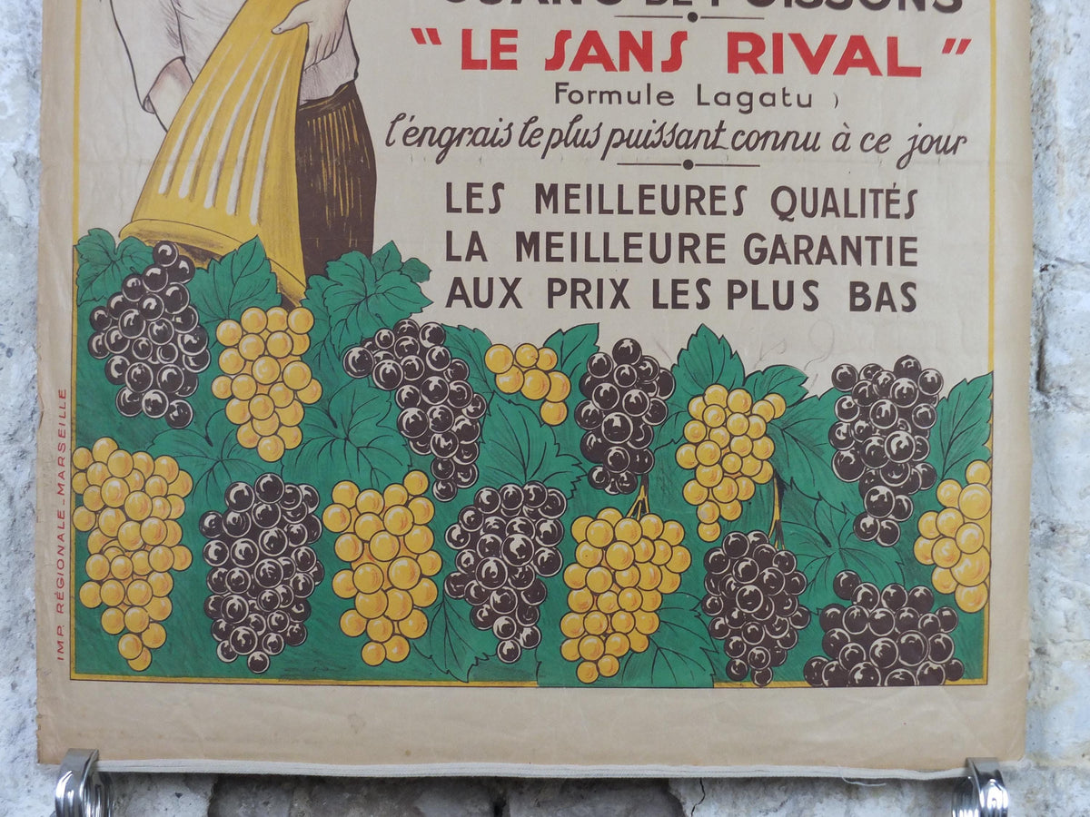 Original 1920s French Grape Harvest Poster – Belleudy Marseille