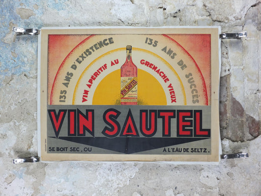 Original 1929 Vin Sautel Art Deco French Aperitif Poster by Zony – Linen Backed