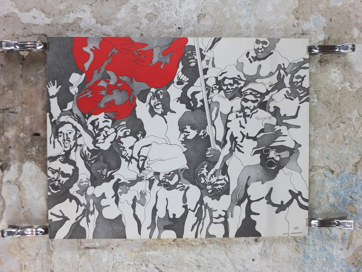 Henri Cueco Manifestation – Hand-Signed Original Lithograph, c.1968–1970