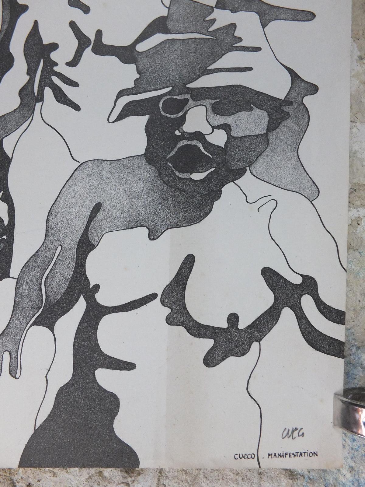 Henri Cueco Manifestation – Hand-Signed Original Lithograph, c.1968–1970
