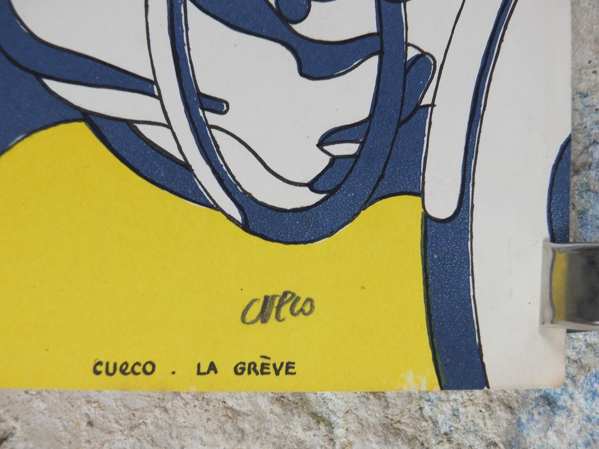 Henri Cueco La Grève – The Strike – Hand-Signed Original Colour Lithograph, c.1969