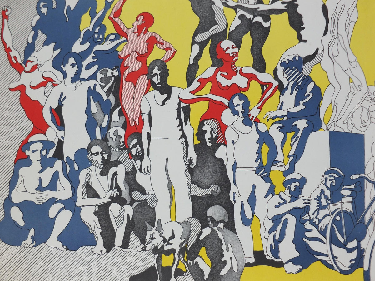 Henri Cueco La Grève – The Strike – Hand-Signed Original Colour Lithograph, c.1969