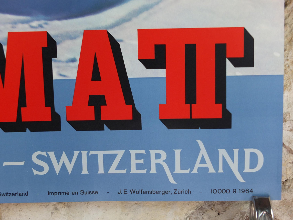 1964 Zermatt Ski Poster – Matterhorn, Switzerland, Perren-Barberini