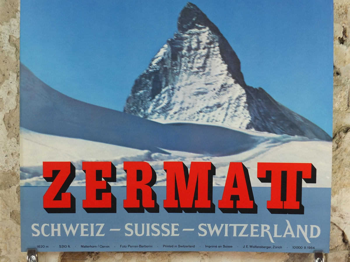 1964 Zermatt Ski Poster – Matterhorn, Switzerland, Perren-Barberini