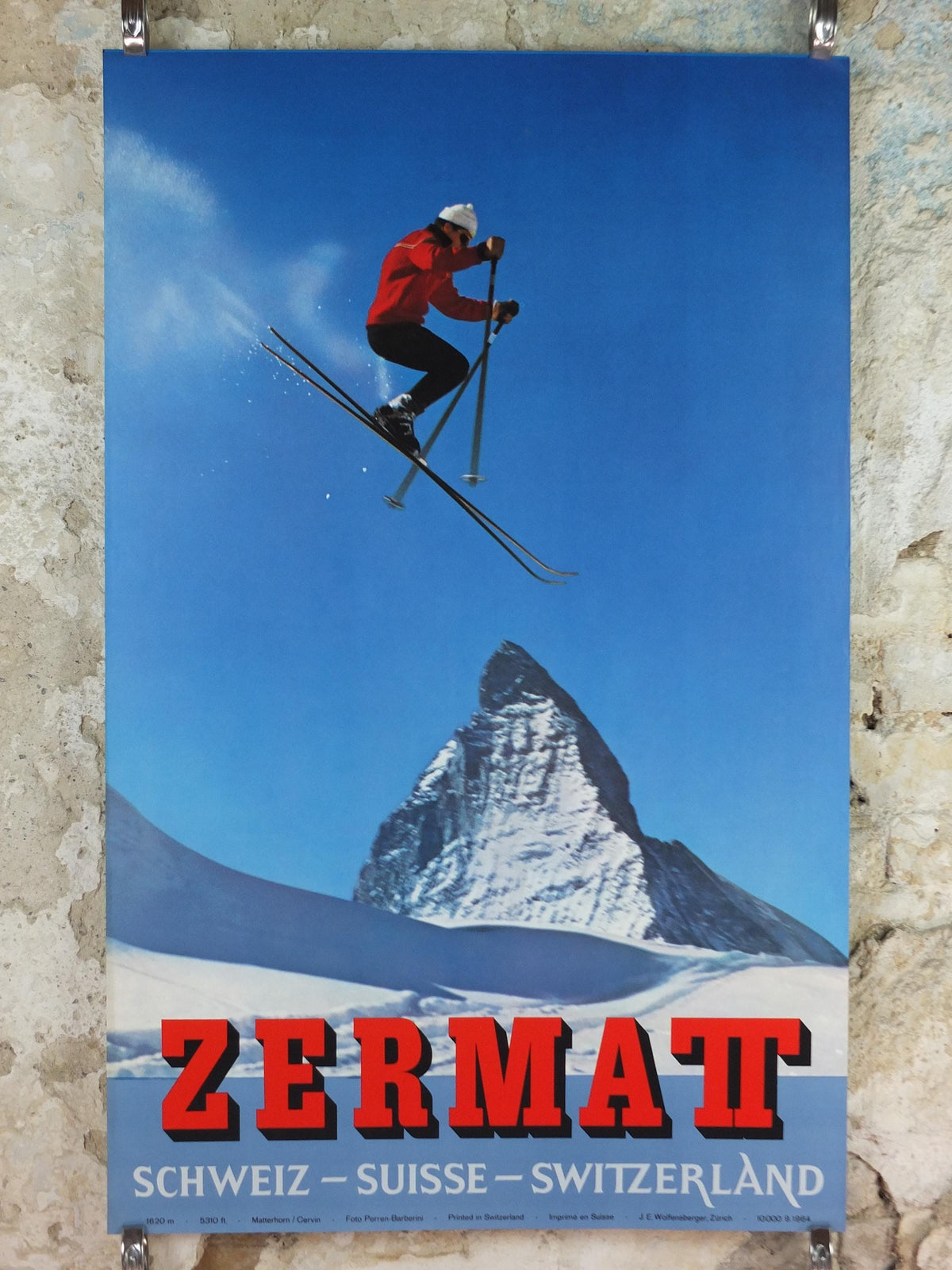 1964 Zermatt Ski Poster – Matterhorn, Switzerland, Perren-Barberini