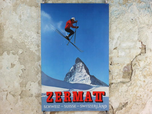 1964 Zermatt Ski Poster – Matterhorn, Switzerland, Perren-Barberini