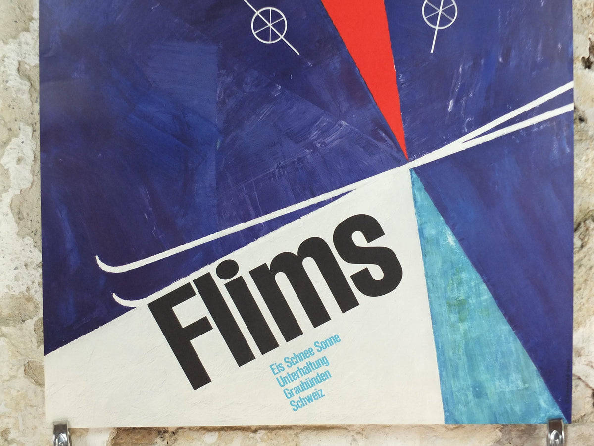 Circa 1956 Flims Ski Poster by Celestino Piatti – Vintage Swiss Sun Skier