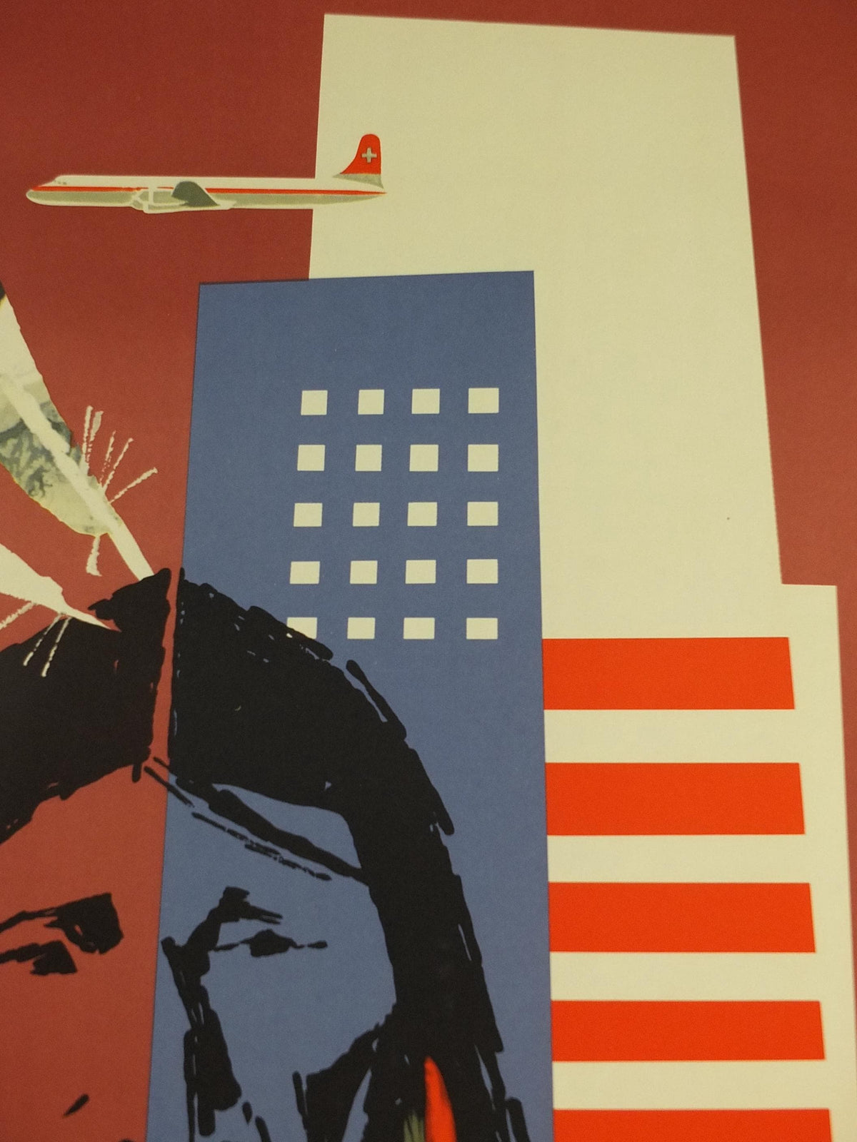1959 Swissair to the USA Poster – Donald Brun, Vintage Airline Travel