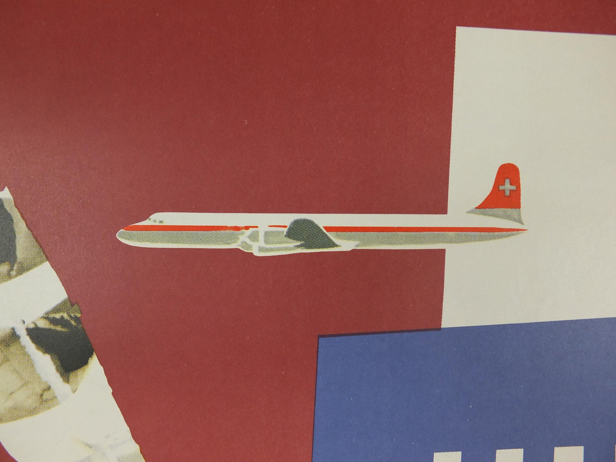 1959 Swissair to the USA Poster – Donald Brun, Vintage Airline Travel