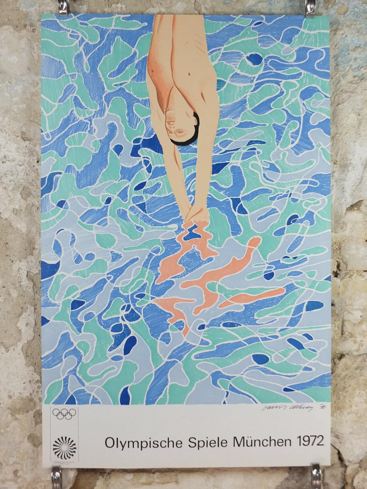 David Hockney Munich 1972 Olympics Poster – The Diver, Original 1971 Issue