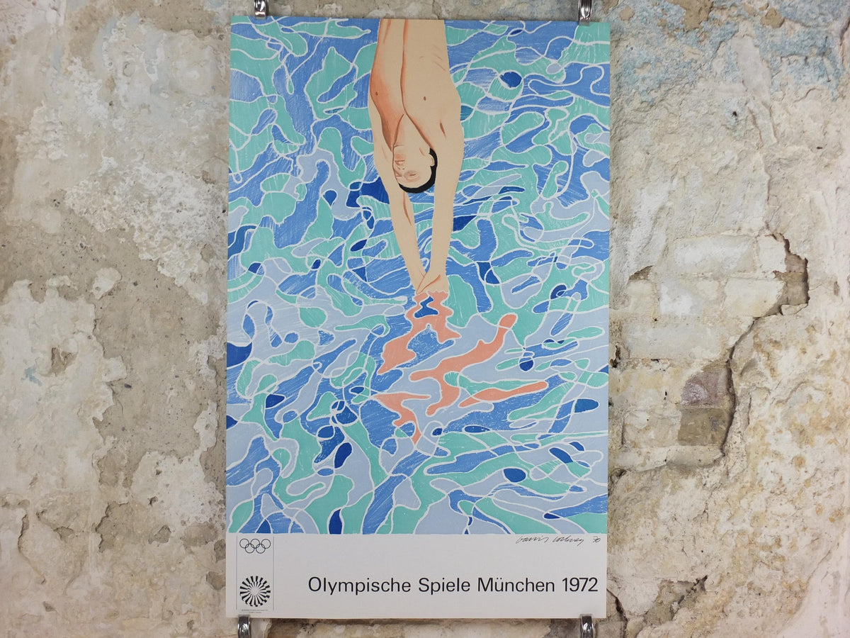 David Hockney Munich 1972 Olympics Poster – The Diver, Original 1971 Issue