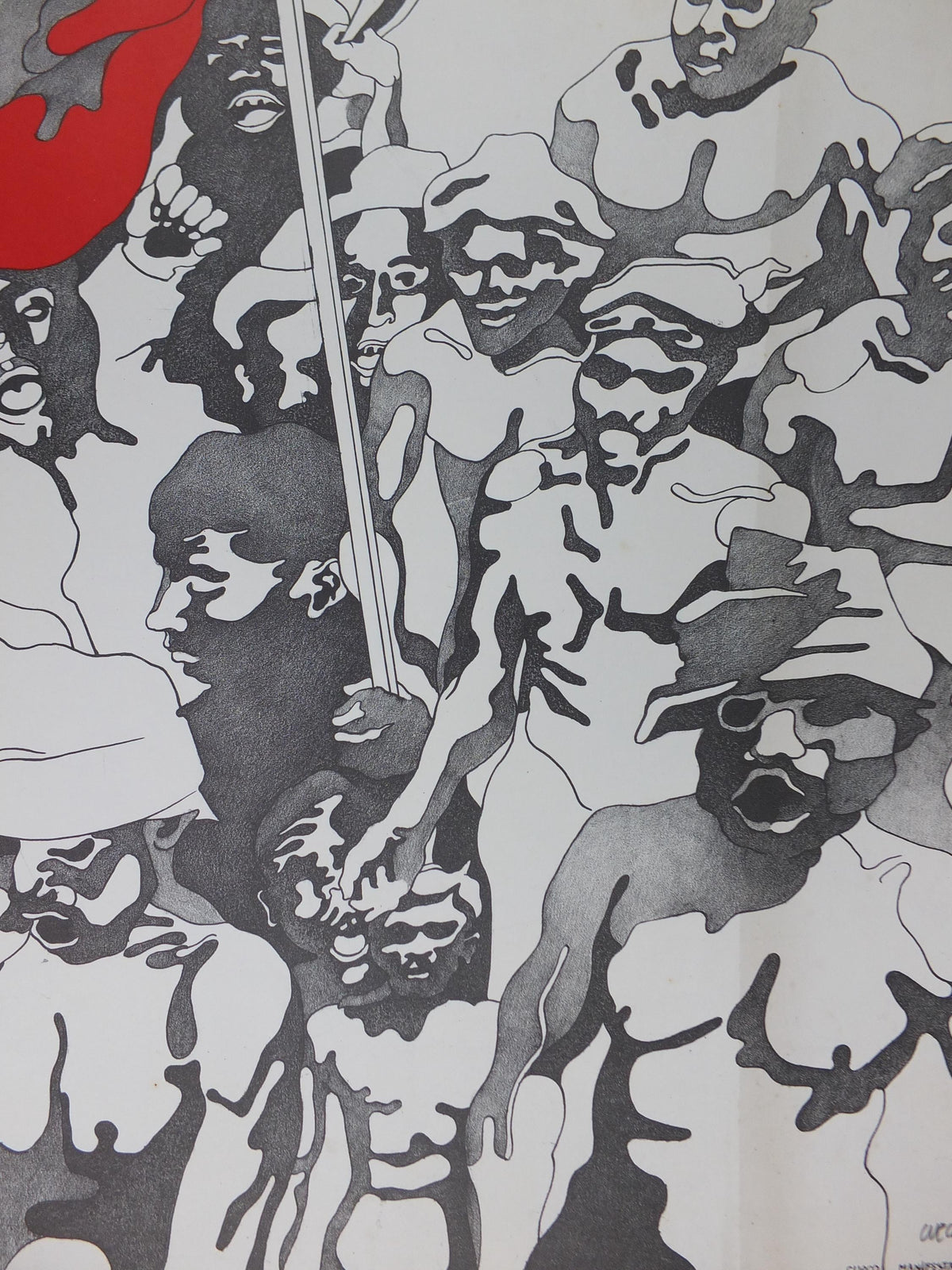 Henri Cueco Manifestation – Hand-Signed Original Lithograph, c.1968–1970