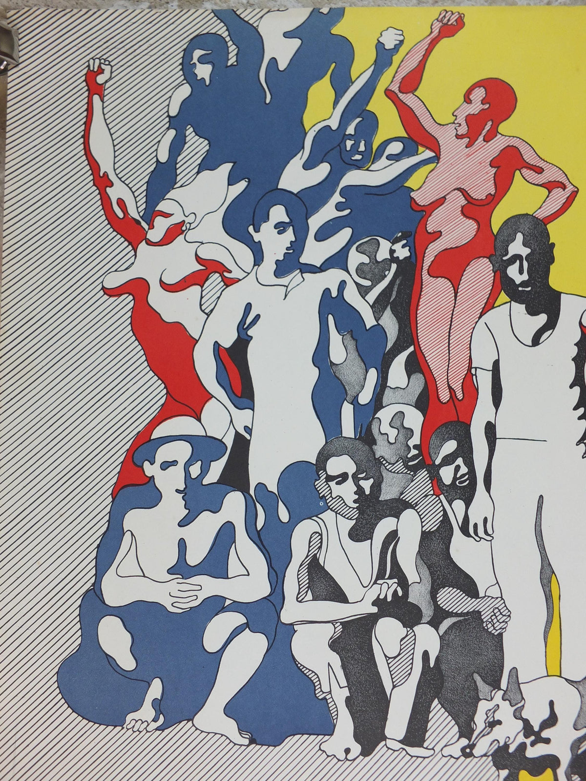 Henri Cueco La Grève – The Strike – Hand-Signed Original Colour Lithograph, c.1969