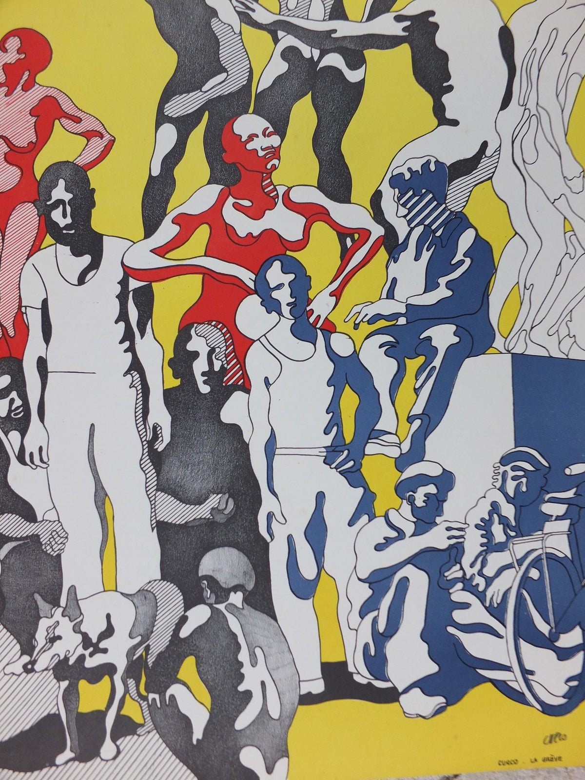 Henri Cueco La Grève – The Strike – Hand-Signed Original Colour Lithograph, c.1969