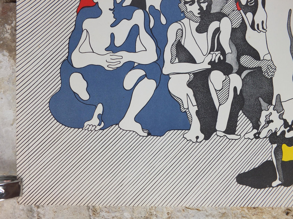 Henri Cueco La Grève – The Strike – Hand-Signed Original Colour Lithograph, c.1969