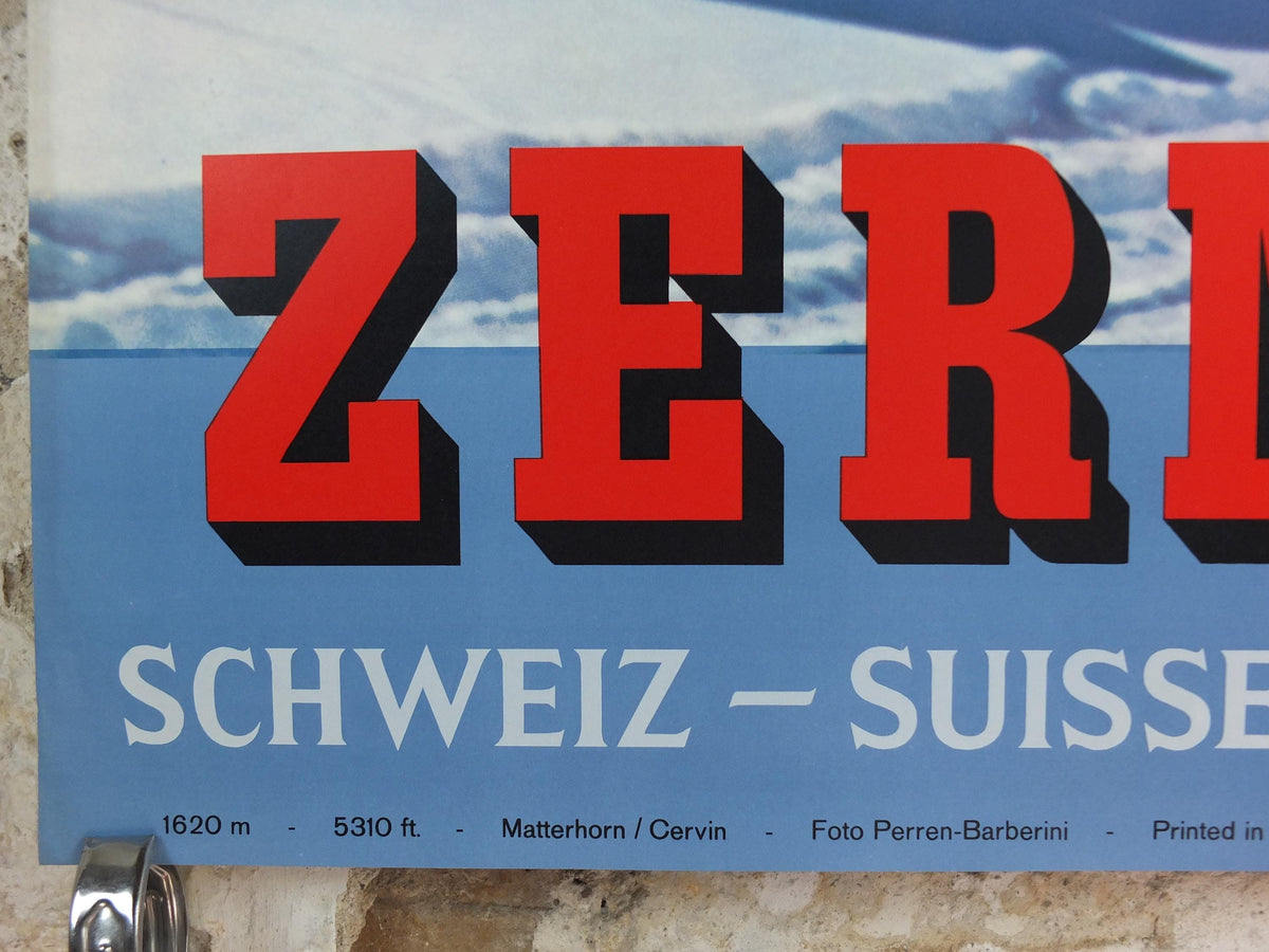 1964 Zermatt Ski Poster – Matterhorn, Switzerland, Perren-Barberini
