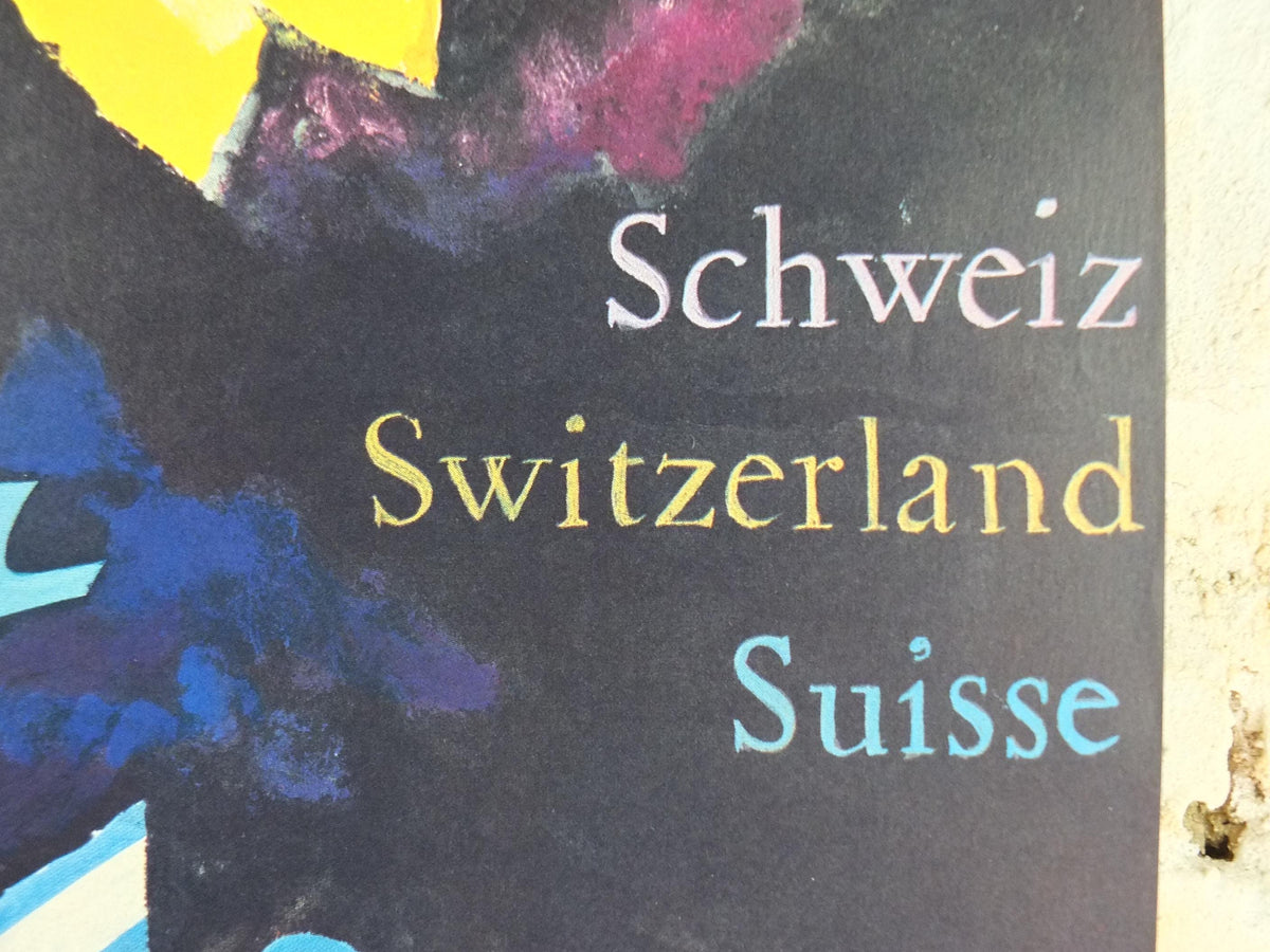 Vintage Arosa Switzerland Travel Poster – Sun & Snowflake, Wolfgang Hausamann, c.1960