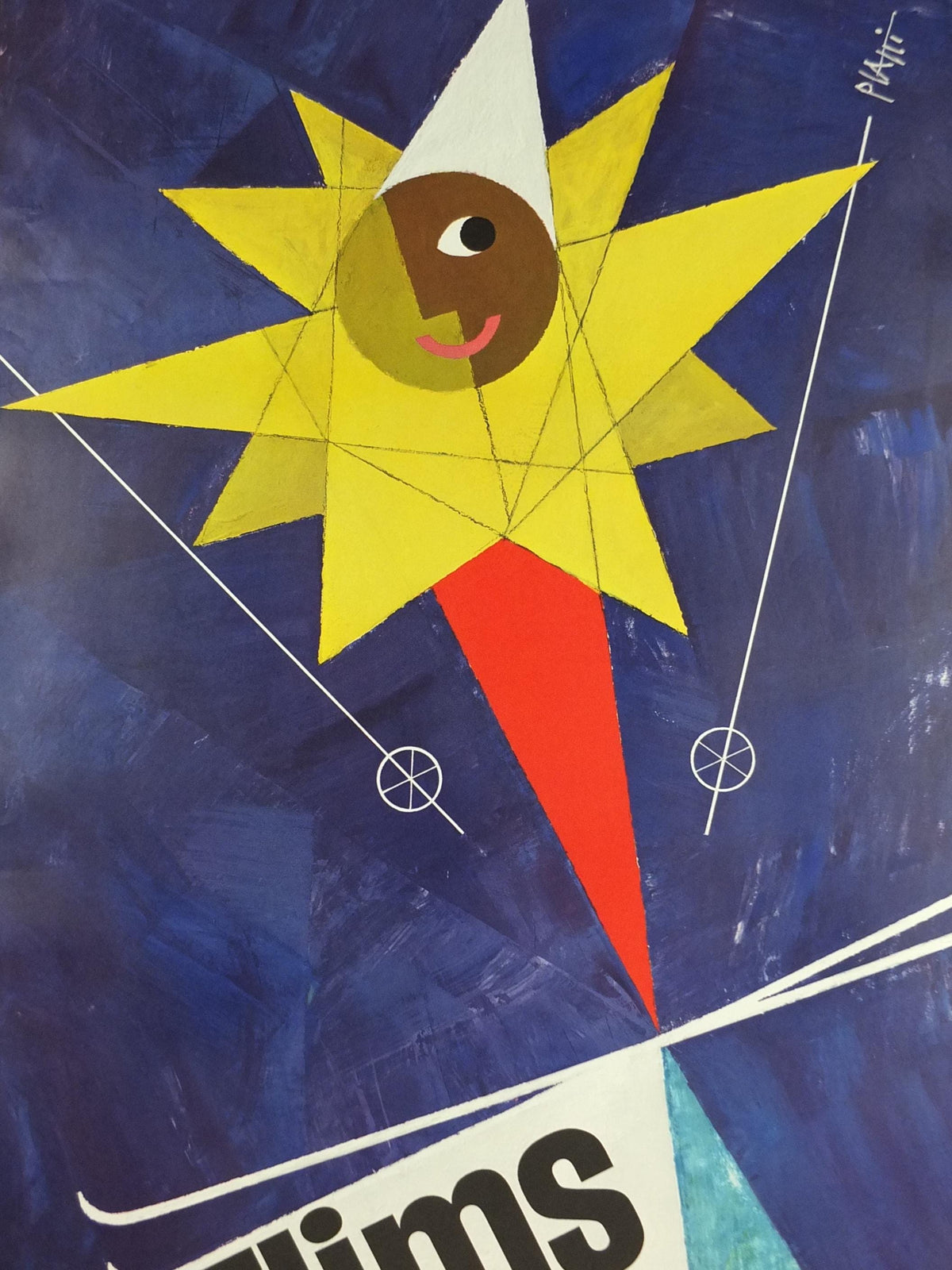 Circa 1956 Flims Ski Poster by Celestino Piatti – Vintage Swiss Sun Skier